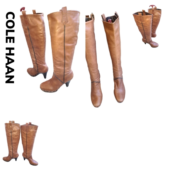 Cole Haan Shoes - COLE HAAN  KENNA DISTRESSED BROWN LEATHER BOOTS